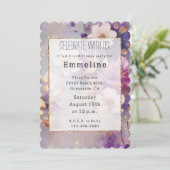 Witgouden Glam Paarse Bloemen Kaart (Staand voorkant)