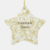 Witgouden glamour glinsterende kerst keramisch ornament (Voorkant)