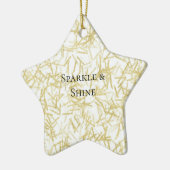 Witgouden glamour glinsterende kerst keramisch ornament (Links)