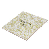 Witgouden glamour glinsterende kerst tegeltje (Zijkant)