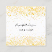 Witgouden glitter foto qr code vierkante visitekaartje (Voorkant)