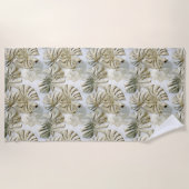 Witgouden groene tropische bladeren strandlaken (Voorkant)