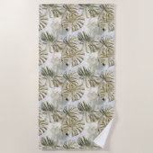 Witgouden groene tropische bladeren strandlaken (Voorkant)