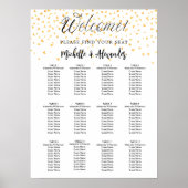 Witgouden harten moderne bruiloft zitgrafiek poster (Voorkant)