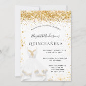 Witgouden jurk glitter Quinceanera Kaart (Voorkant)