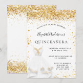 Witgouden jurk glitter Quinceanera Kaart (Voorkant / Achterkant)