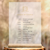 Witgouden kroon monogram volgorde van evenementen acryl bord