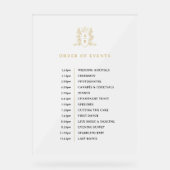 Witgouden kroon monogram volgorde van evenementen  acryl bord (Voorkant)
