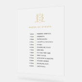 Witgouden kroon monogram volgorde van evenementen  acryl bord (Hoek)