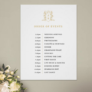 Witgouden kroon monogram volgorde van evenementen perfect poster