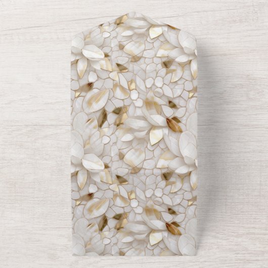 Witgouden lotusbloemen all in one uitnodiging (Buitenkant)