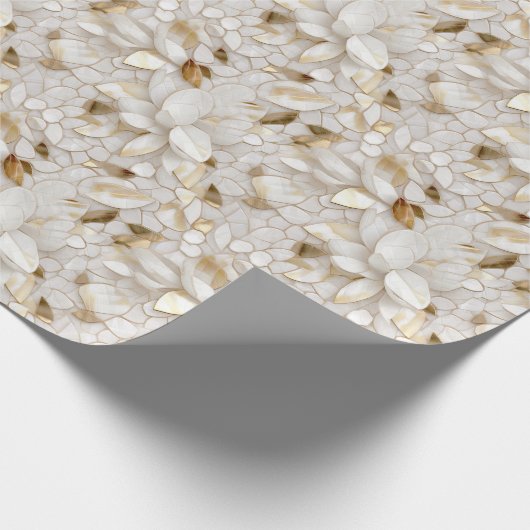 Witgouden lotusbloemen cadeaupapier (Hoek)