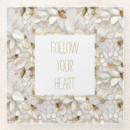 Witgouden lotusbloemen glazen onderzetter