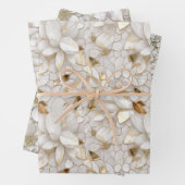 Witgouden lotusbloemen inpakpapier vel (In situ)