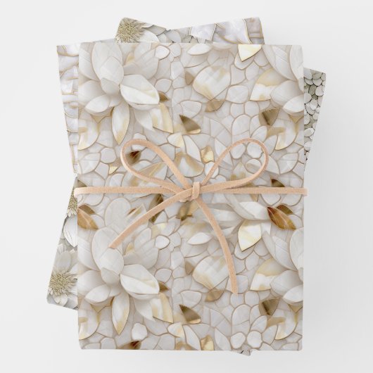 Witgouden lotusbloemen inpakpapier vel (In situ)