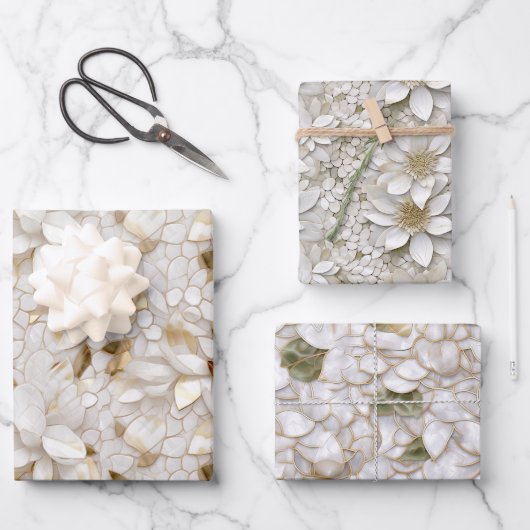 Witgouden lotusbloemen inpakpapier vel (Voorkant)