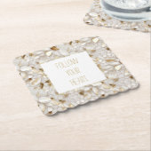 Witgouden lotusbloemen kartonnen onderzetters (Gebogen)