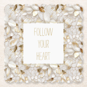 Witgouden lotusbloemen kartonnen onderzetters