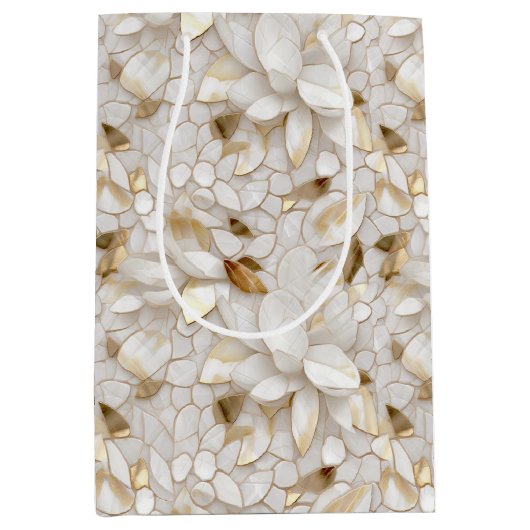 Witgouden lotusbloemen medium cadeauzakje (Voorkant)