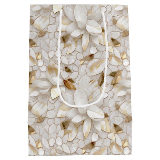 Witgouden lotusbloemen medium cadeauzakje (Achterkant)