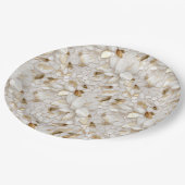 Witgouden lotusbloemen papieren bordje (Gekanteld)