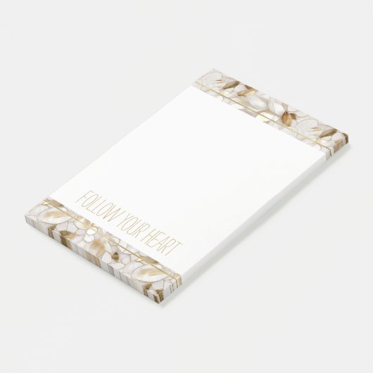 Witgouden lotusbloemen post-it® notes (Schuin)