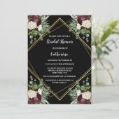 Witgouden maroon roos botanische bloemen chic kaart (Staand voorkant)