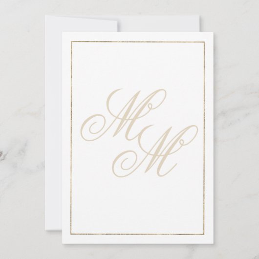 Witgouden monogram initialen geometrische bruiloft kaart (Achterkant)
