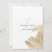 Witgouden monogram initialen tropische bruiloft kaart (Achterkant)