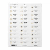 Witgouden monogram krans retouradres etiket (Full Sheet)