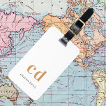 Witgouden monogram naam initialen modern bagagelabel<br><div class="desc">Een klassieke witte achtergrond. Geef uw monogram initialen aan en voeg deze toe met gouden blokletters en jouw namen in zwart-wit en gouden kleur. Moderne,  trendy en simpel. Terug: voeg je contactgegevens toe.</div>