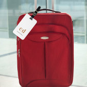 Witgouden monogram naam initialen modern bagagelabel