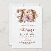 Witgouden perzik bloemen 70e verjaardag luxe kaart (Voorkant)