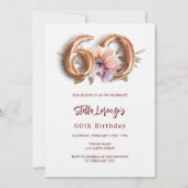 Witgouden perzik bloemenluxe 60e verjaardag kaart (Voorkant)