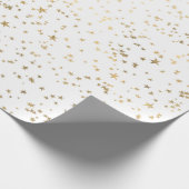 Witgouden sterren cadeaupapier (Hoek)