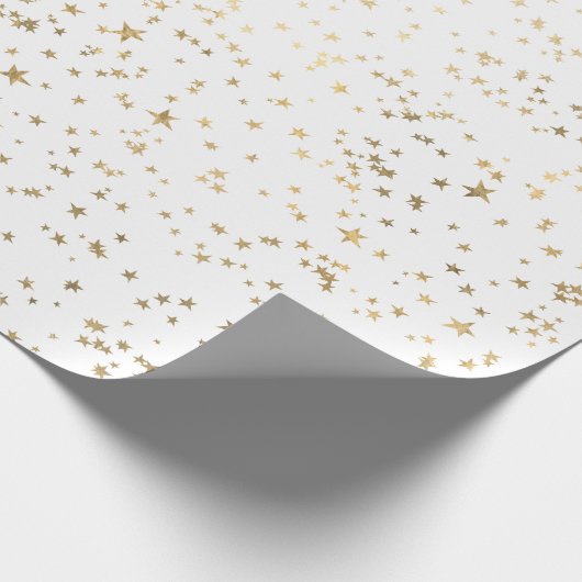 Witgouden sterren cadeaupapier (Hoek)