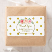 Witgouden Stippen Bloemen Baby shower Etiketten (Insitu)