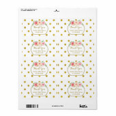 Witgouden Stippen Bloemen Baby shower Etiketten (Full Sheet)