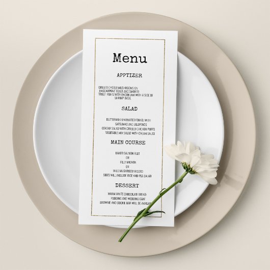 Witgouden typemachine lettertype rustieke bruiloft programmakaart