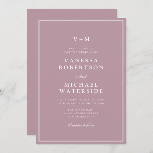 witgrensstoffige roos QR Code bruiloft Uitnodiging (Voorkant / Achterkant)