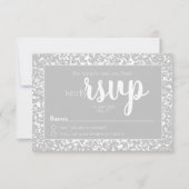 Witgrijze informele diamant glans bruiloft RSVP Kaartje (Voorkant)