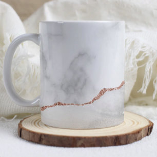 Witgrijze marmeren agaat roze gouden glitters koffiemok