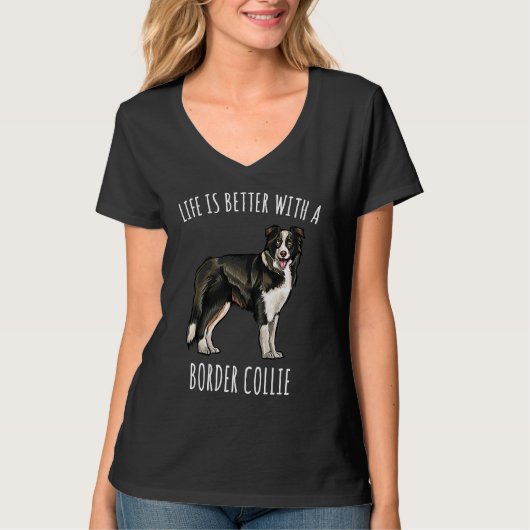 With A Border Collie Dog T-shirt (Voorkant)