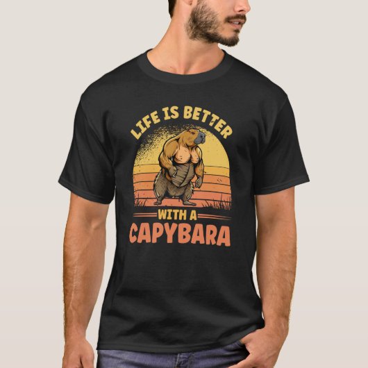 With A Capybara Fitness Bodybuilder Rodent T-shirt (Voorkant)