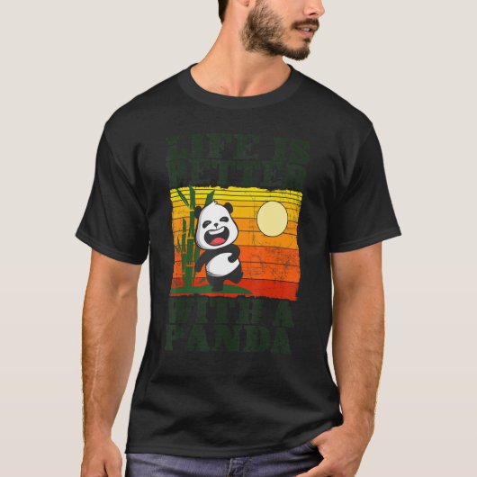 With A Panda Bear   Animal Retro 4 T-shirt (Voorkant)