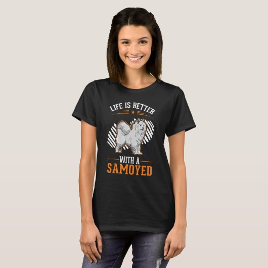 with a Samoyed T-shirt (Voorkant volledig)