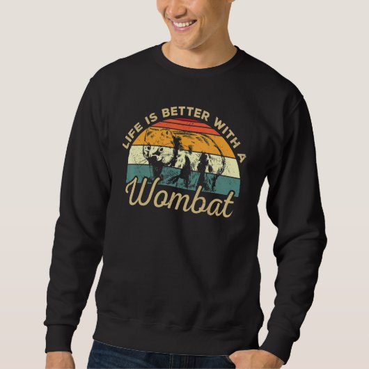 With A Wombat Retro Wombat Design Trui (Voorkant)