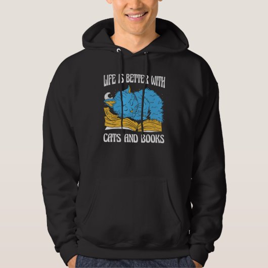 With Cats And Books  Cats Books Hoodie (Voorkant)