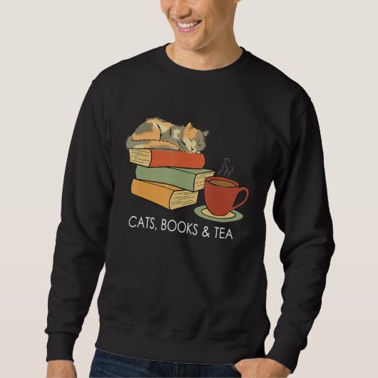 With Cats Books And Tea Reading Trui (Voorkant)
