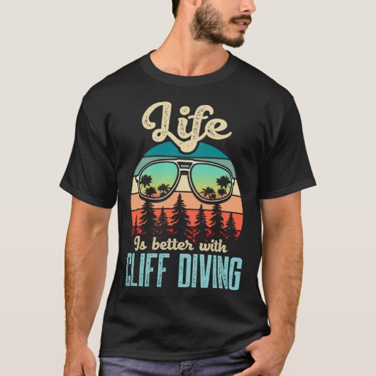 With Cliff Diving Watersports Tombstoning T-shirt (Voorkant)